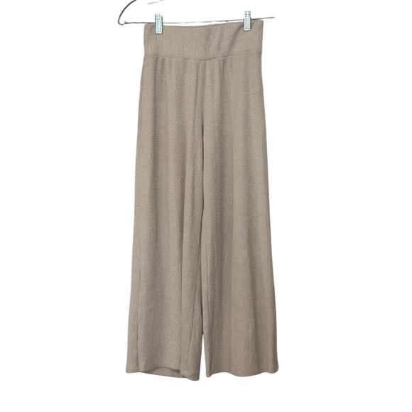 Abercrombie & Fitch Pants - Abercrombie & Fitch Waffle Knit Cropped Lounge Wide Leg Pant Beige Oatmeal Small